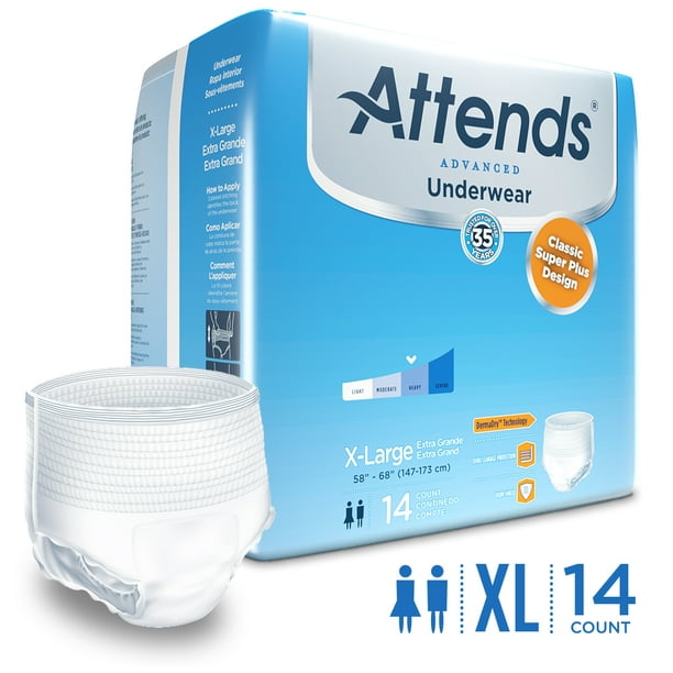 Attends Advanced Protective Underwear, X-Large, Unisex, with Advanced ...