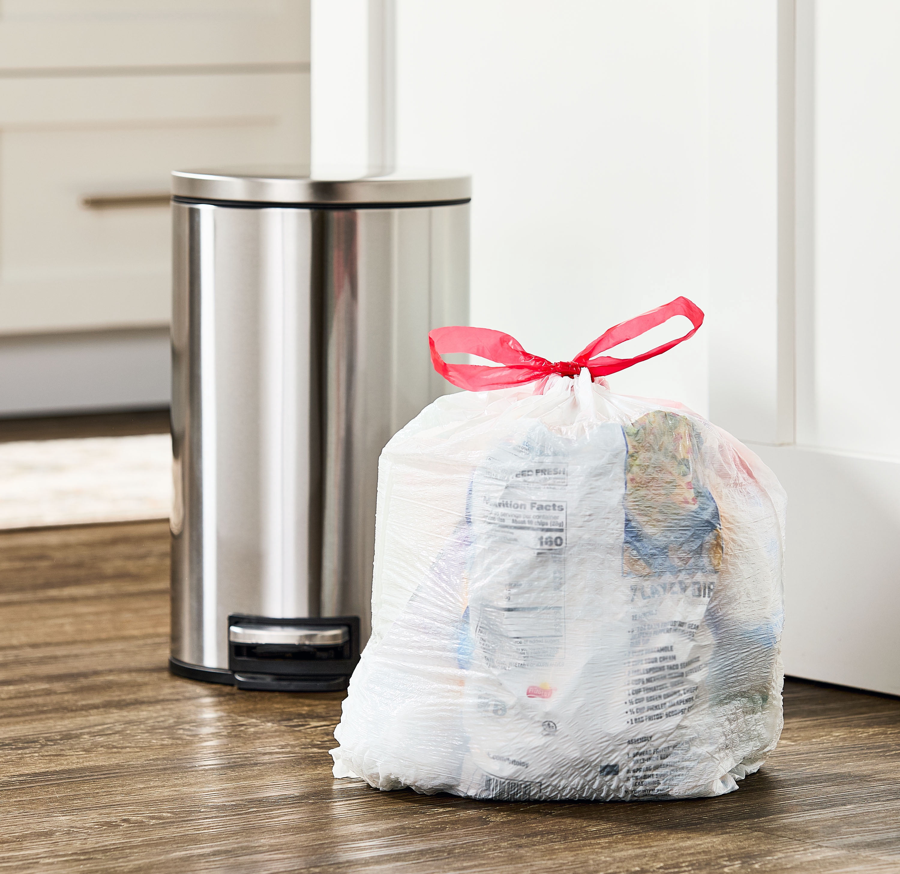 Great Value 4 Gallon Strong Flex Small Drawstring Trash Bags, 20 Bags