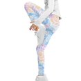 thumbnail image 4 of COEQINE Tie-Dye Violet Blue Yellow Girls Leggings Kids Stretchy Athletic Dance Workout Running Yoga Pants for Girls, for 6-7 Years Kids, 4 of 7