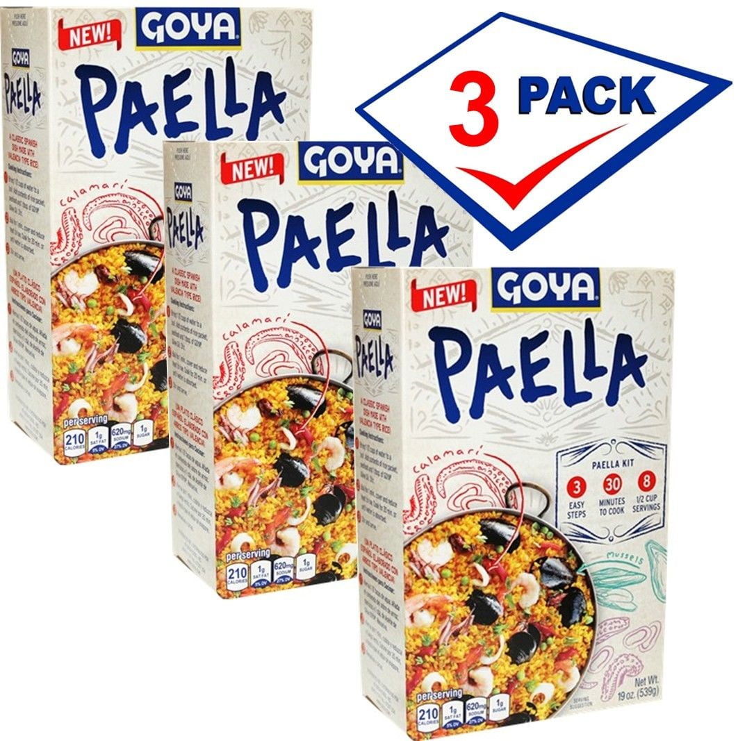 Goya Paella seafood dinner 19 Oz for 8 Servings (Pack of 3)
