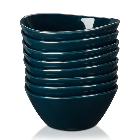 Sangdo 9 ounce Porcelain Bowls 5" Small Cereal and Soup Bowls Set of 8 for Ice Cream Dessert, Prussian Blue