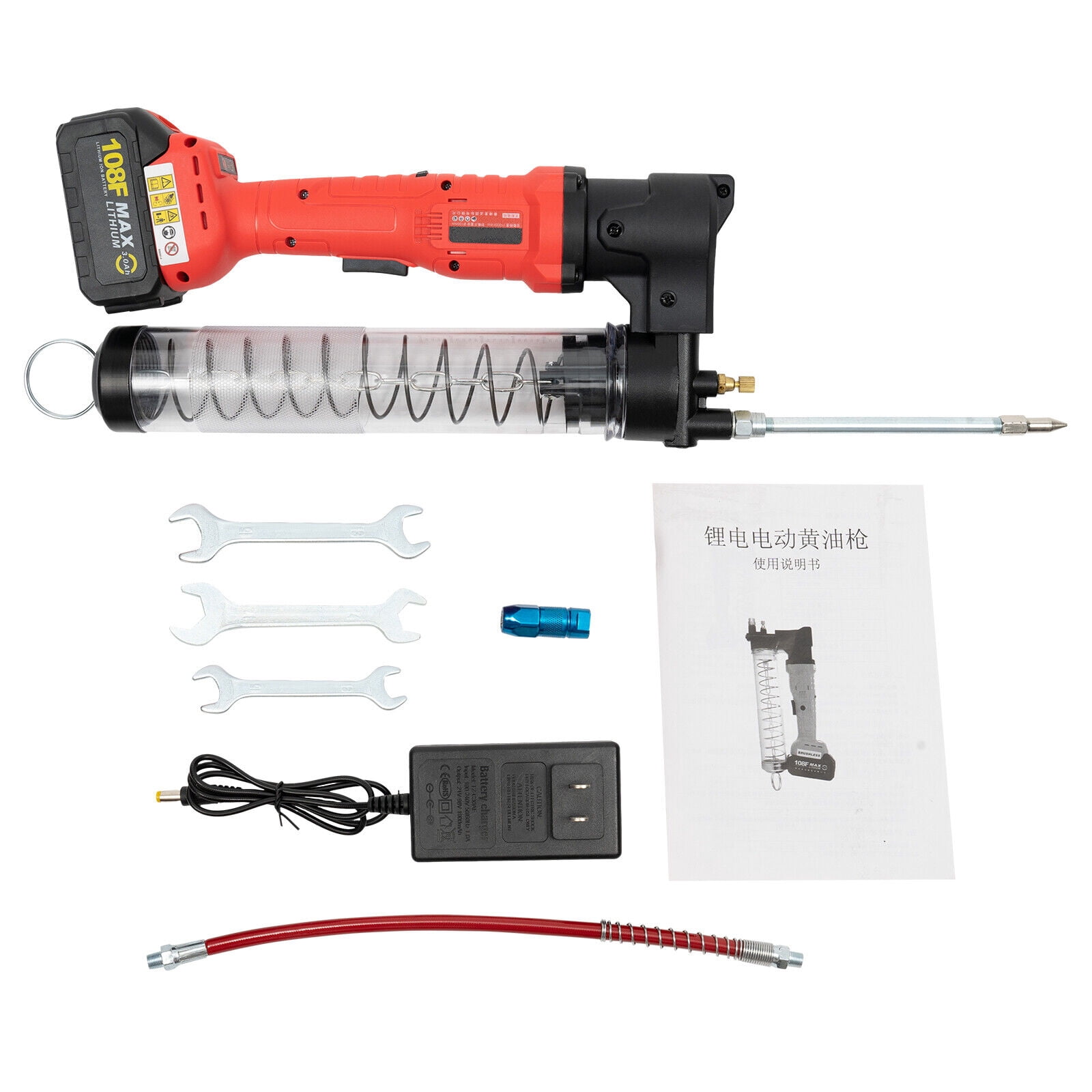 DENEST 18V Electric Grease Gun Set Cordless Rechargeable Grease Gun Kit Battery Powered