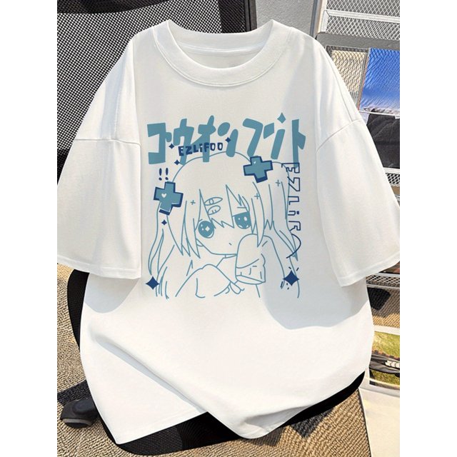 Men'S Casual Cotton Short Sleeve T-Shirt with Japanese Anime Print And Text, Suitable for Daily Wear And Commuting, Casual Wear|Anime Graphic Tee|Glossy Finis