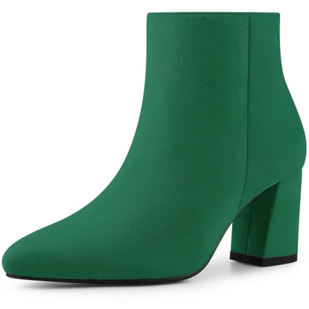 

Unique Bargains Women s Pointy Toe Side Zip Chunky Heels Ankle Boots