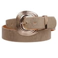 thumbnail image 2 of Womens Gold Accent Shell Buckle Shimmer Leather Belt, 2 of 4