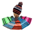 thumbnail image 2 of Detroit Pixelated Adult Size Winter Knit Pom Beanie Hat (Orange/Navy), 2 of 2