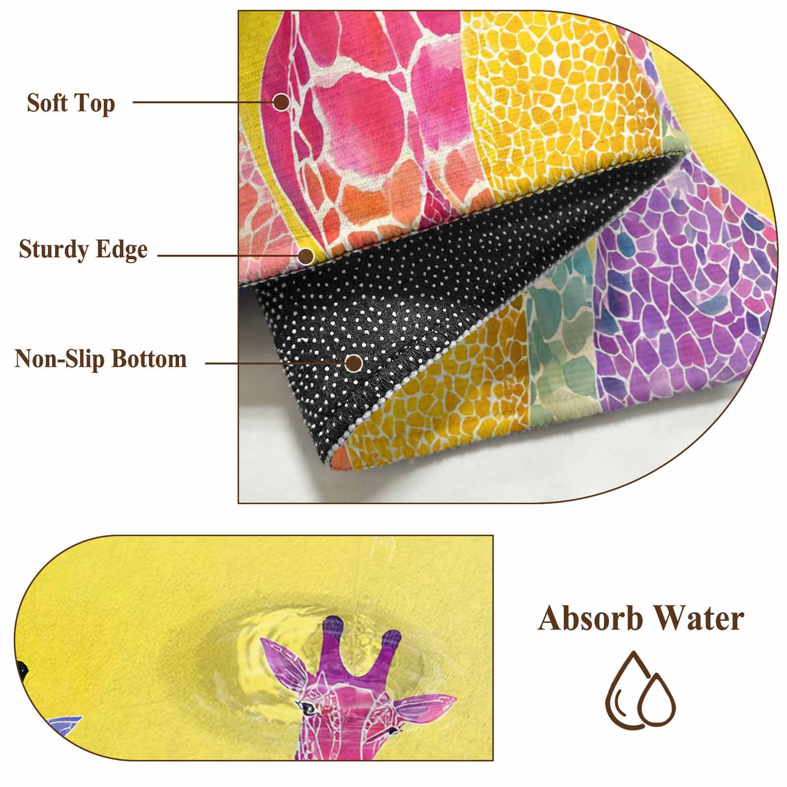 8x10 Area Rugs for Living Room, Colorful Giraffe Non Slip Area Rugs for Kitchen Bedroom Entryway, Watercolor Cute Cartoon Yellow Washable Carpet Runner Rug Floor Mats for Bedroom Home Decor