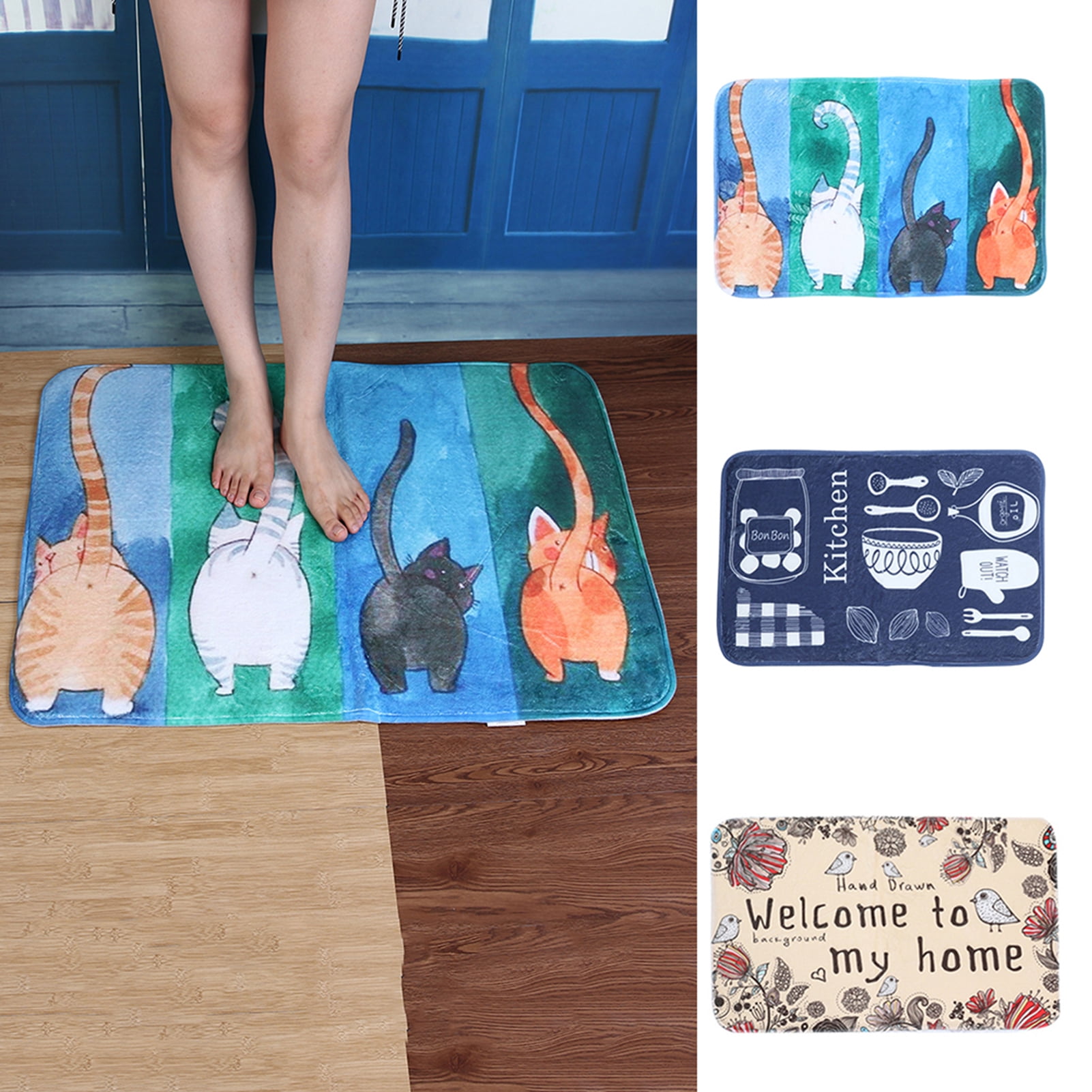 Welcome Floor cats mat Kitchen bathroom animal Tapete Pet Doormat soft Foot Pads 