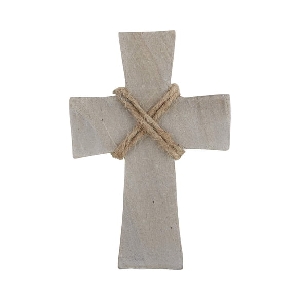 SB Design Paulownia Wood Standing Cross – Hand-Carved, Small, Grey Wash