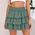 thumbnail image 2 of Lmueinov Women's 3 Layer Ruffle Tiered Elastic Waist Mini Skirt, 100% Cotton Cute Casual Skirt for Daily Vacation Wear S-2XL, 2 of 6