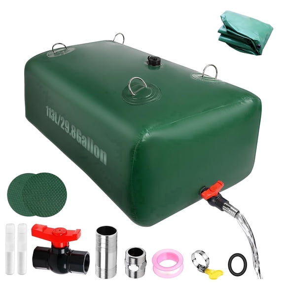Budiwati Foldable Leakproof Water Storage Bladder 30 Gallon 113L Portable Tank for RV Camping Emergency Garden Outdoor Use