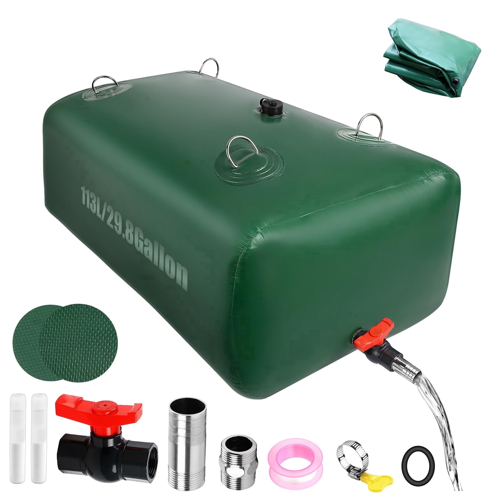 Budiwati Foldable Leakproof Water Storage Bladder 30 Gallon 113L Portable Tank for RV Camping Emergency Garden Outdoor Use