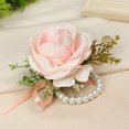 thumbnail image 2 of Rose Pearl Wrist Corsages Wristband Hand Flowers for Wedding Bridesmaid Bridal Shower Prom Party Wrist Flower Stretchable Wedding Bracelet Crystal Wedding Accessories for Women and Girls, 2 of 9