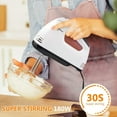 thumbnail image 5 of BYXAS Portable 7 Speed Mixing Electric Hand Mixer with Stainless Steel Whisk Beater Attachments & Snap Storage Case, Compact Lightweight 150 Watt Powerful Blender for Baking & Cooking, White, 5 of 8