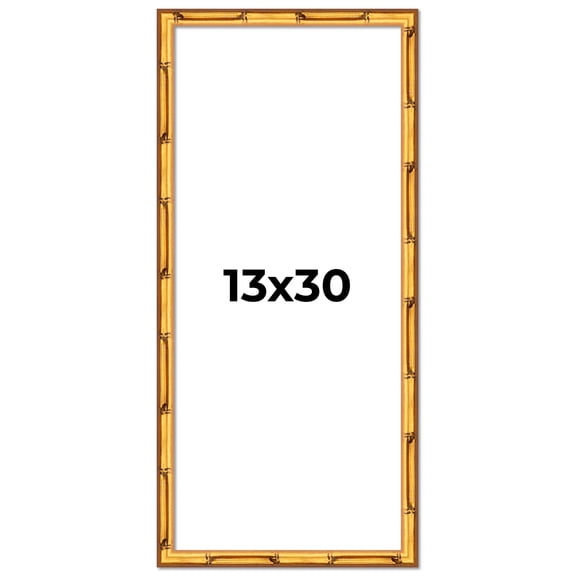 13x30 Frame Gold Bamboo Picture Frame - Complete Modern Photo Frame Includes UV Acrylic Shatter