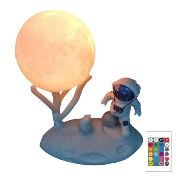 (06) Serie Creciente Rama Árbol: Kickball Blue Star Astronaut + Control Remoto Carga Lunar 8 Cm Sincronización 16 Colores (base Blanca)