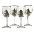 thumbnail image 1 of Spode Christmas Tree Wine Goblets with Gold Rims, Set of 4, 1 of 4
