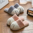 thumbnail image 3 of Pantuflas de algodón para mujer, zapatos de felpa con garra de gato de dibujos animados para pareja, pantuflas cálidas y suaves para interiores para hombres, 3 of 5