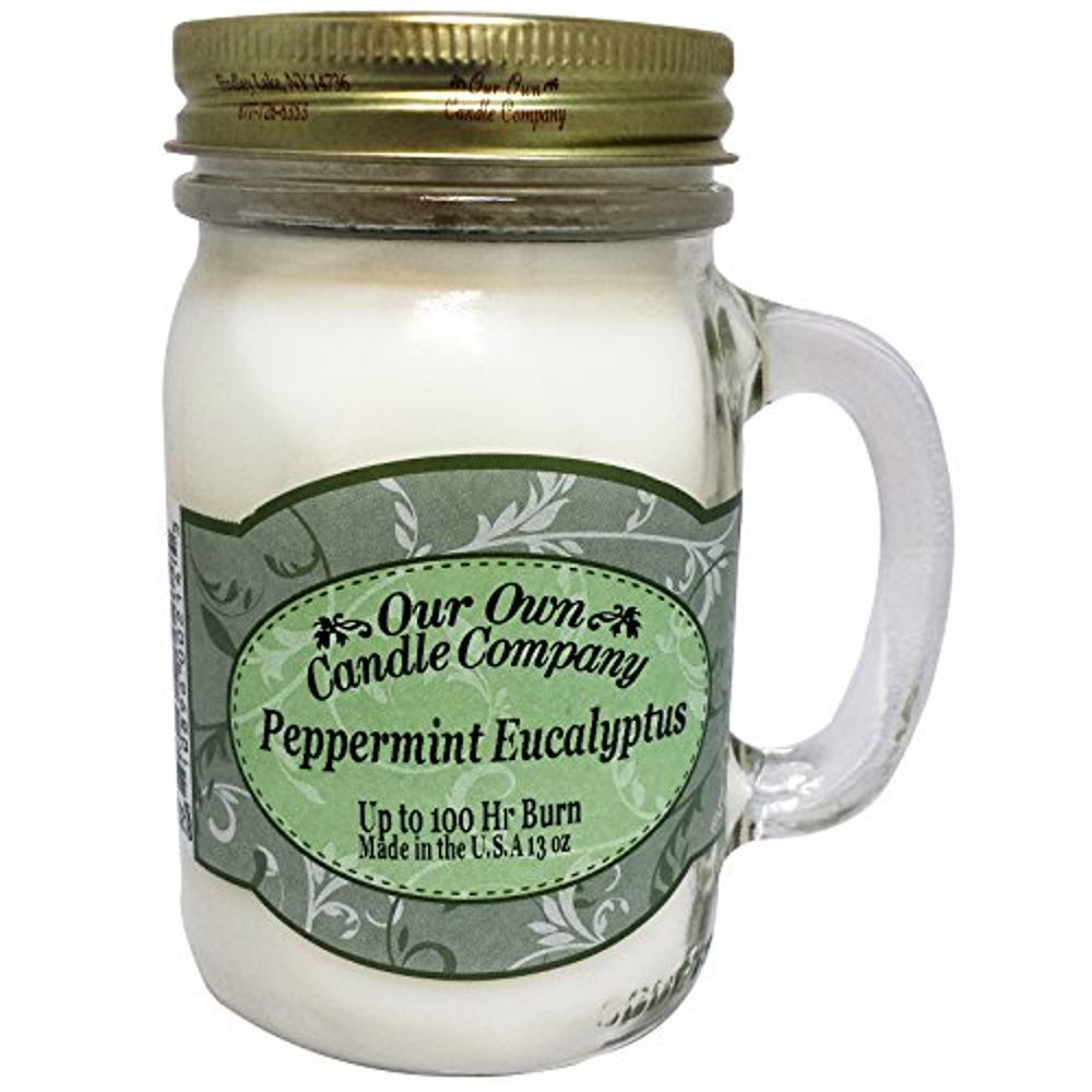 Peppermint Eucalyptus Scented 13 Ounce Mason Jar Candle By Our Own