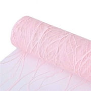 Panda Superstore Lace Mesh Flower Wedding Party Decorations Gift Packaging Material Wrapping Paper, Pink