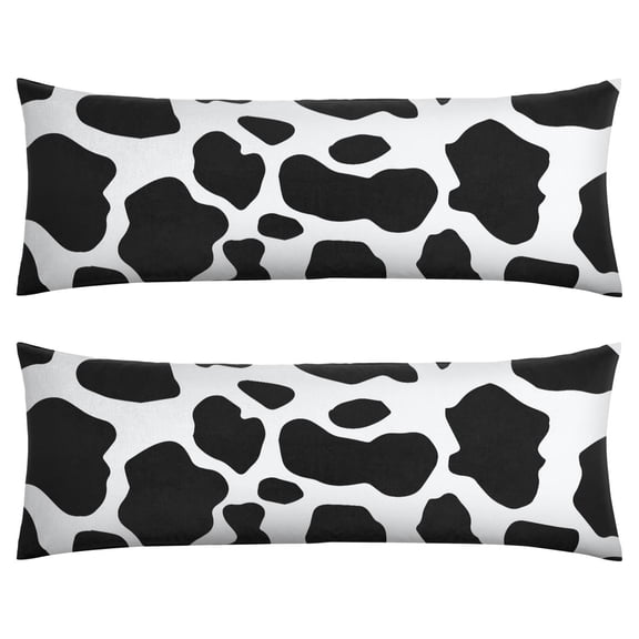 Cute Cartoon Cow Body Pillow Cover 20"x54" - Country Style Vintage Animal Print Pillowcase with Hidden Zipper, Cozy Stretchy Fabric for Maternity, Office & Home Decor
