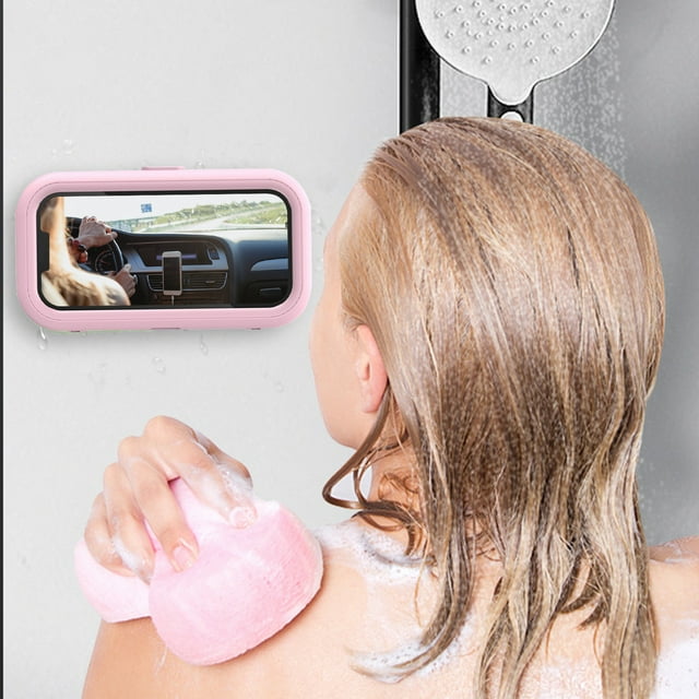 Soporte para teléfono de ducha | Soporte impermeable para teléfono de baño con montaje en pared giratorio de 360° para música y vídeos en la ducha | Funda grande para teléfonos de hasta 7 pulgadas