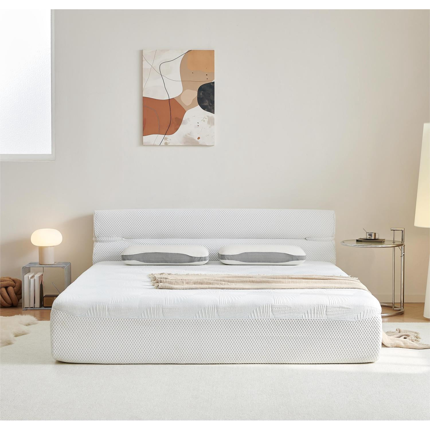 Miekor All in One King Mattress & Bed Frame, 15 Inch King Size Mattresses in a Box with Cool Fabric, Pressure Relief Motion Isolation No Assembly Required for Living Room Apartment Bedroom Dormitory