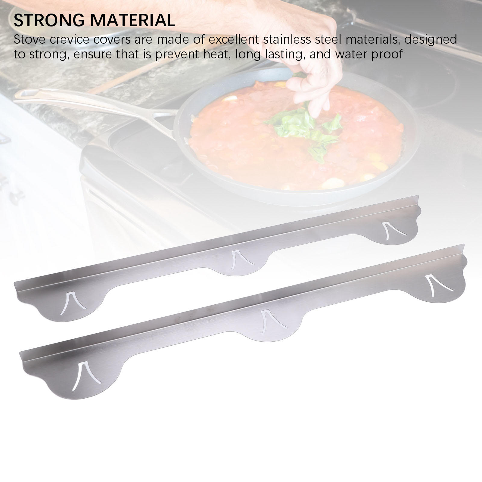 BIMZUC 2‑Pack Stainless Steel Stove Crevice Covers – 59.5 cm Silver, Heat‑Resistant, Easy‑Clean Kitchen Guard for Counter & Oven