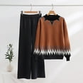 thumbnail image 3 of Women's Temperament Two-piece Knitted Suit Loose Sweater Wide Leg Pants for Fall Winter Matching Sets,Black,L, 3 of 5