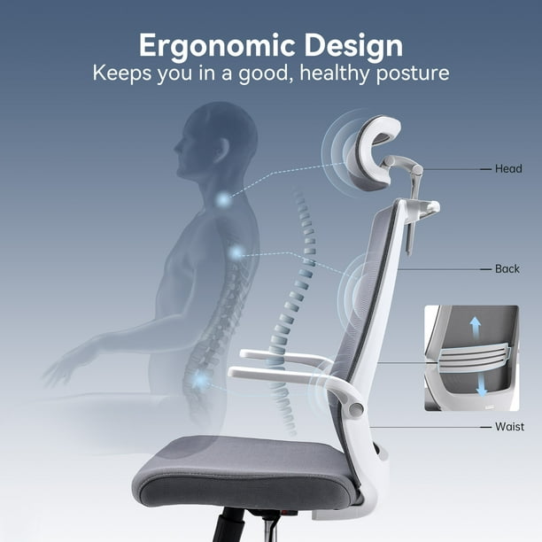 SIHOO Ergonomic Office Chair 12 Mesh High Back Desk Chair with Coat Hanger Ergonomic Office Chair with Adjustable Armrest and Headrest 300LBS Walmart Business Supplies