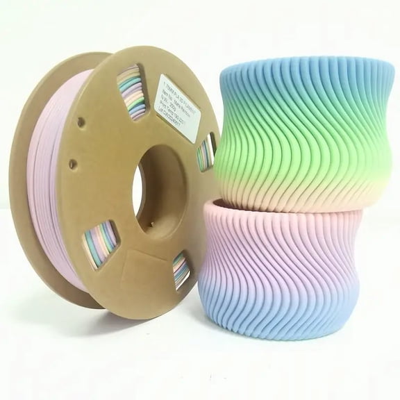 Matte Rainbow PLA 3D Printer Filament 1.75mm, Purple Pink Green Blue Gradient 3D Printing Consumables, 250g (0.55lbs)