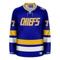 thumbnail image 5 of Charlestown Chiefs Blue Reggie Dunlop Hockey Jersey, 5 of 6