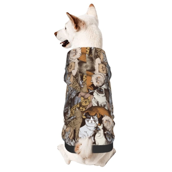 Fotbe Cut Cats Sudadera con Estampado para Perros Pequeños – Suéter con Capucha para Mascotas, Tela Suave de Forro Polar con Bolsillo-Medium