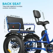 Zycle Z700 Electric Trike for Adults, 750W Rear Motor Electric Trike with Passenger Seat, 20AH 48V, 2 Seater Electric Tricycle, Parking Brake, Differential