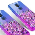 thumbnail image 4 of Liquid Glitter Phone Case for Cricket Icon 3 Case, At&t Motivate 2 Case, Cricket Splendor Case Cover w/Tempered Glass Screen Protector - Purple/Blue, 4 of 5