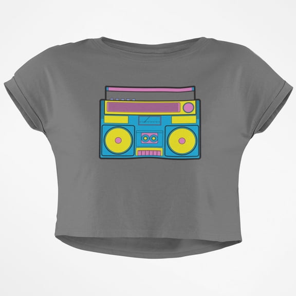 Retro Boombox Stereo Junior Boxy Crop Top T Shirt