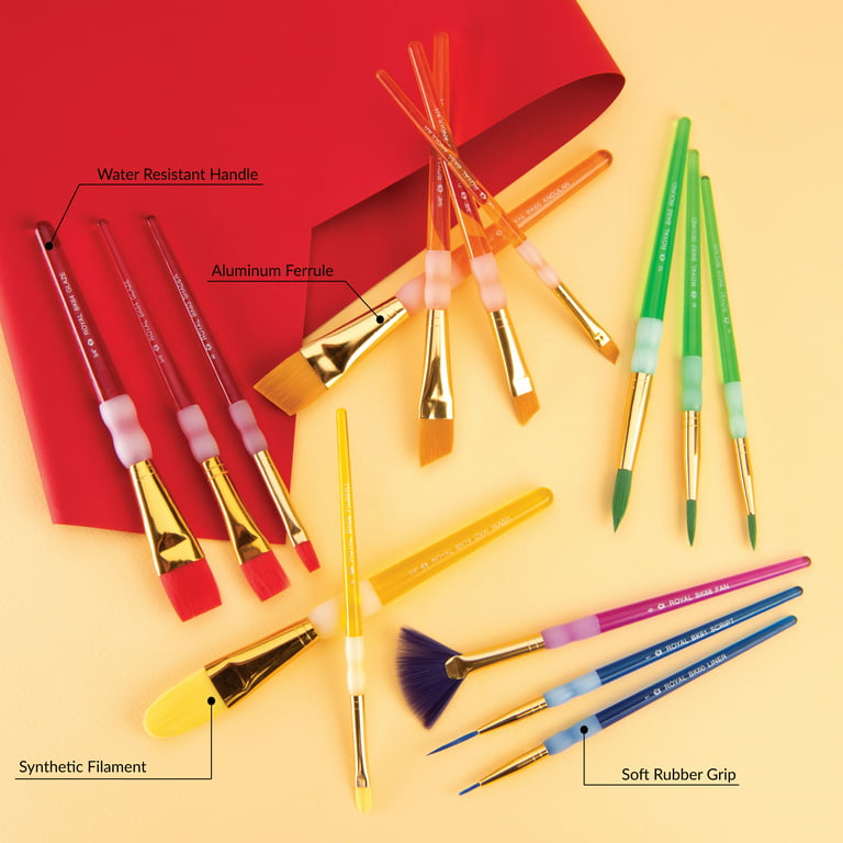 Royal & Langnickel Big Kids Choice Brushes, Beginner Type, Short Handle,  Assorted Sizes, Set Of 6 : Target