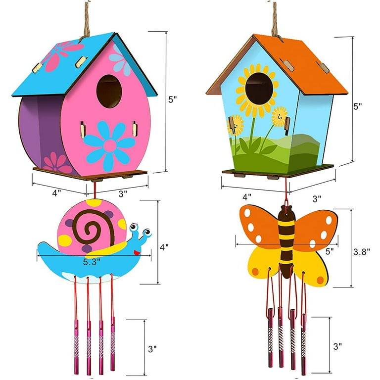2-Pack Arts and Crafts for Kids, Make Your Own Bird Feeder & Wind Chim –  Soyeeglobal