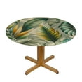 thumbnail image 3 of PIKWEEK Table Cloth Round Tropical Palm Leaves Banana Jungle Leaf Floral Pattern Fabric White, 3 of 8