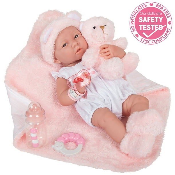 scheuren Uitdrukking herwinnen Jc Toys La Newborn All-Vinyl-Anatomically Correct Real Girl 15 inch Baby  Doll In Pink & White And Deluxe Accessories, Designed By Berenguer. -  Walmart.com