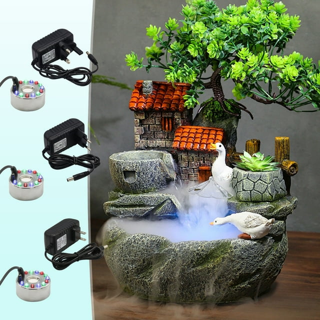 Jiaeri Ultrasonic Mist Maker for Pond Fountain,Small Fogger with 12 LED Lights for Water Garden and Humidifier Use,Quiet Atomizer for Home Décor and Aquarium