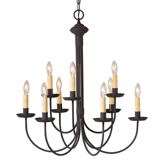 Irvins Country Tinware Irvin's Country Tinware 9-Arm Grandview Chandelier with Ecru Sleeves