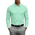 thumbnail image 3 of Hearthz Polo Shirts for Men Soft Breathable Solid Color Mens Long Sleeve Shirt Moisture Wicking Golf Polos for Men Green XXL, 3 of 9