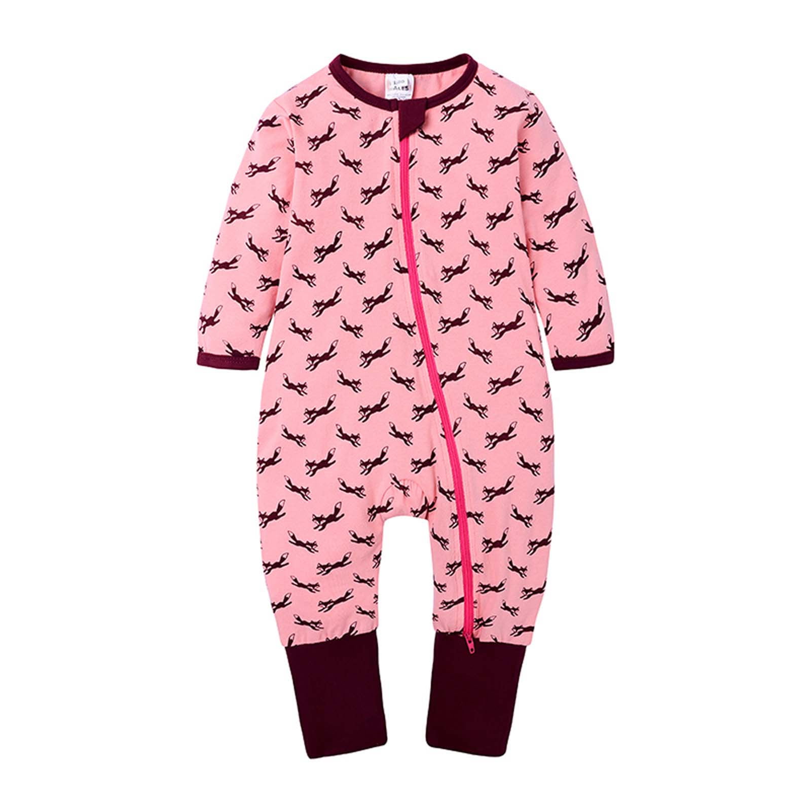 Infant Baby Boy Girl Long Sleeve Cartoon Print Romper Jumpsuit Clothes Outfits / 