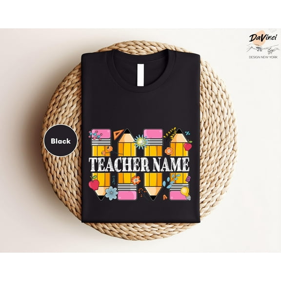 DeliFri Personalized Teacher Shirt, Custom Teacher Name Shirt, Teacher Appreciation Gifts, Back To School Teacher Shirt