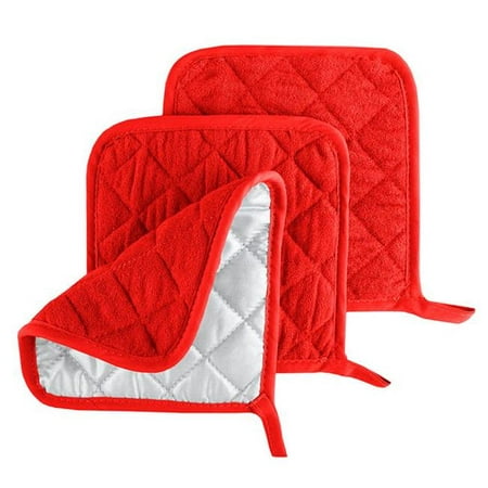 

Lavish Home 69-09-BU Heat Resistant Quilted Cotton Pot Holders Red - 3 Piece