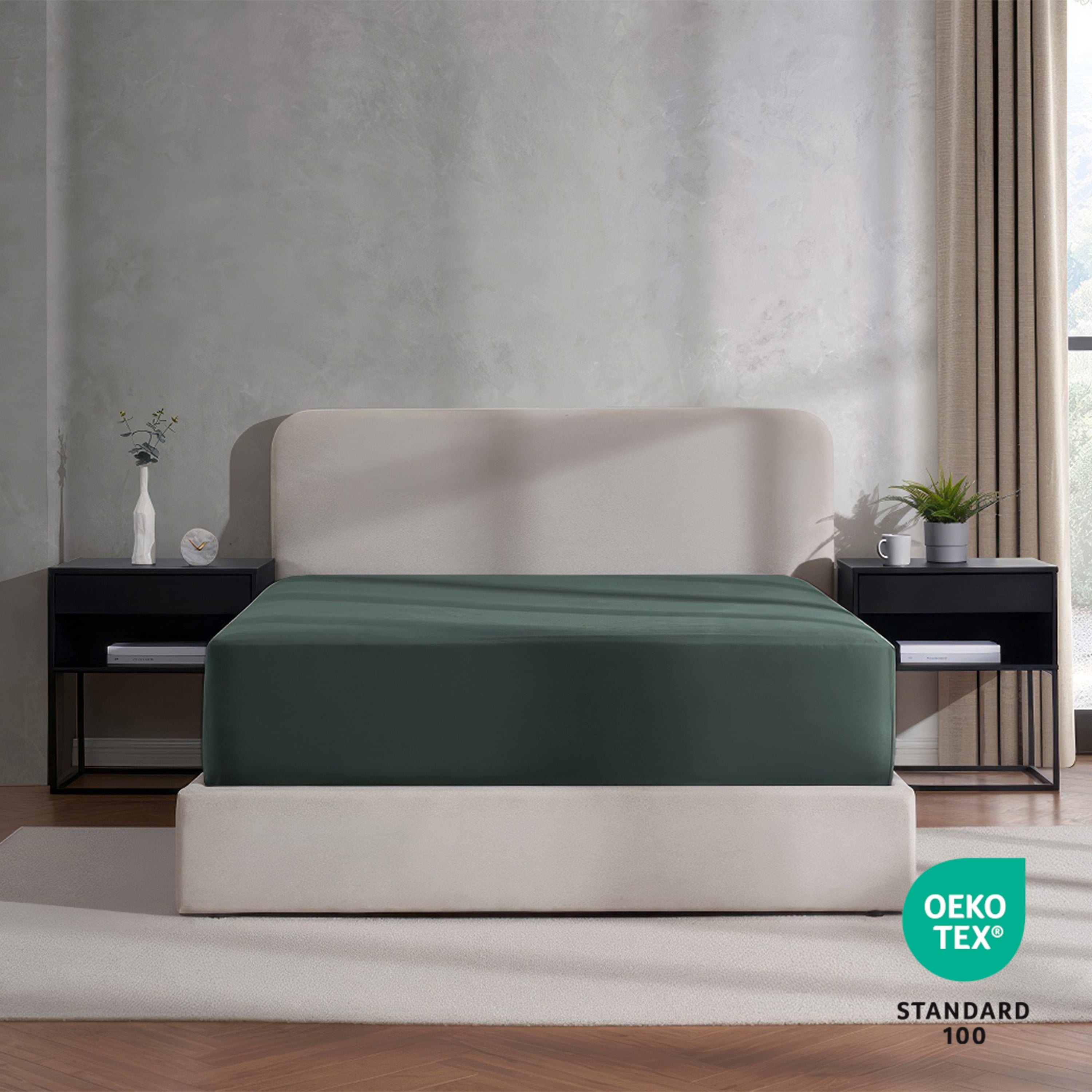 LammaLoe Extra Deep Pocket Twin Fitted Sheet Only, Fits 18" to 24" Mattress, Soft Microfiber Fitted Bed Sheet, Forest Green