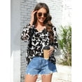 thumbnail image 2 of Siliteelon Boho Floral Blouses for Women Long Sleeve V Neck Chiffon Flowy Shirts Loose Fit, 2 of 5