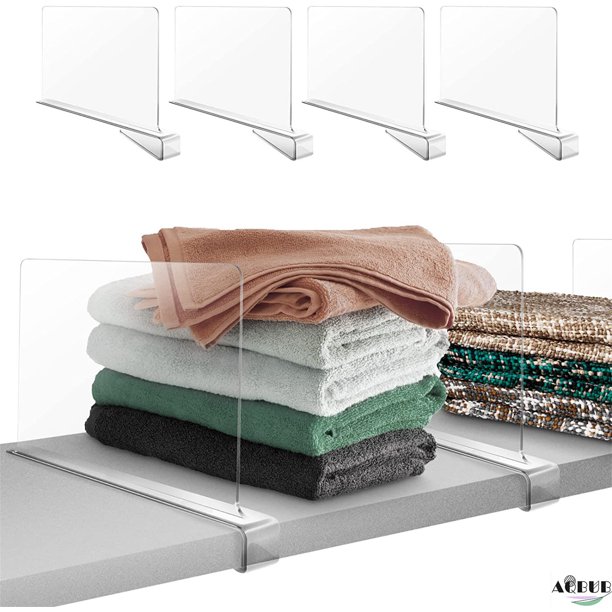 Acrylic Shelf Dividers for Closet Organization 4PCS，Clear Shelf Divider