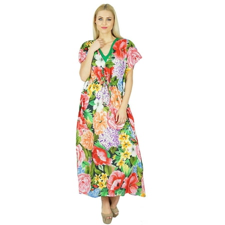 

Bimba Women Long Maxi Floral Kaftan Multicolor Cotton Caftan Floral Gown